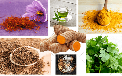Quercetin, rutin, saffron and turmeric